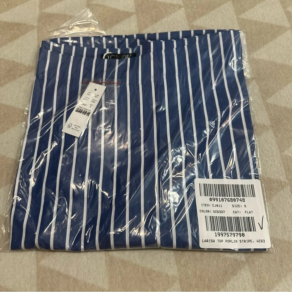 J crew deep sea stripes Ciel top in striped cotton poplin
